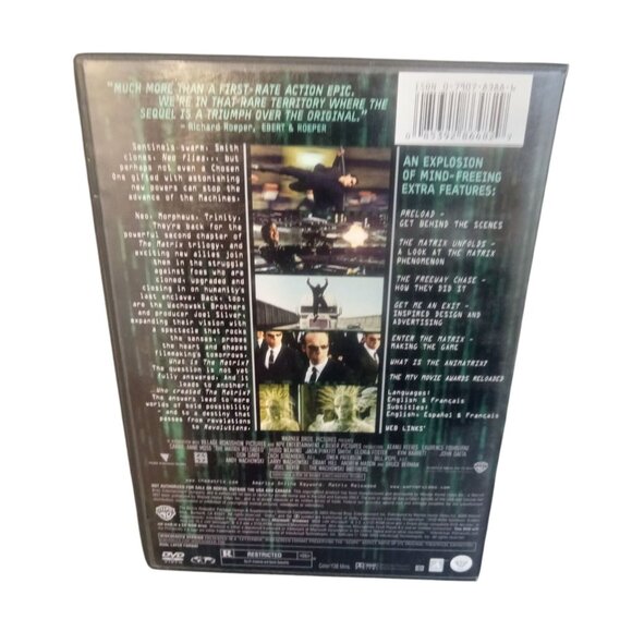 Warner Bros. DVD Movie Case ONLY Matrix Reloaded Black Green 2003 - Picture 3 of 4